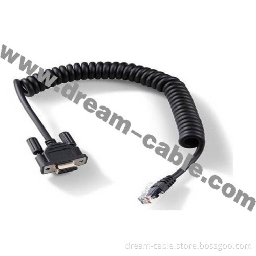RS232 Coil Spiral Barcode Hand Scanner Cable